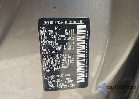 2014 Nissan Quest Sl from USA, damaged, VIN JN8AE2KP8E9101788